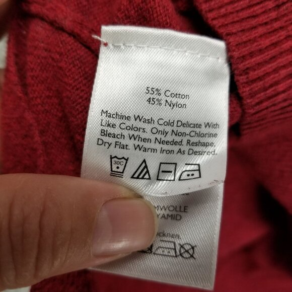 Eddie Bauer Sweater Womens Small Cranberry Red Knit V Neck Pullover - Picture 8 of 9